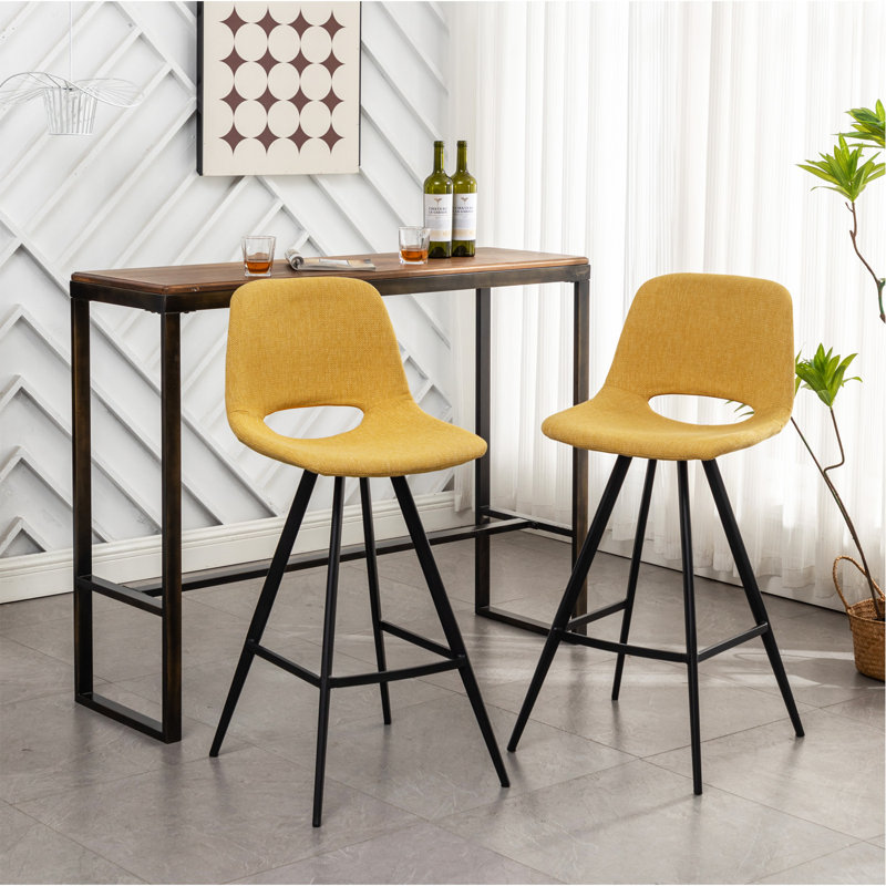 Ensemble de 2 tabourets à hauteur de comptoir en tissu 28,25 po, jaune, Yellow, Yellow