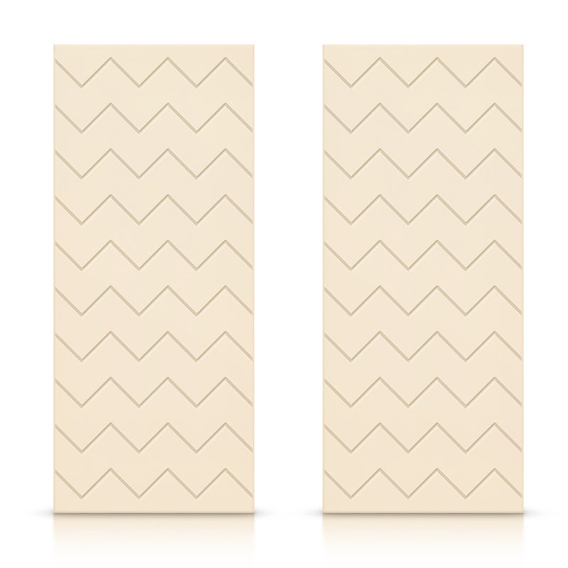 Panelled Manufactured Wood Sliding Closet Doors, Beige, 84" x 80"
