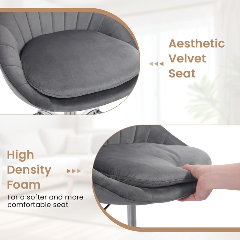 Chartrand Velvet Office Chair, Grey