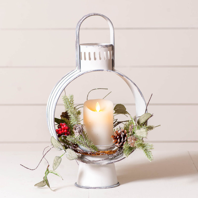 17'' H Metal Tabletop Lantern with Candle Included