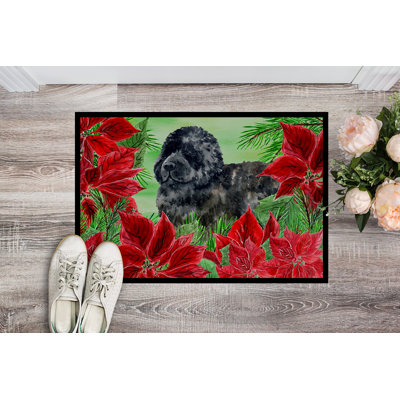 Poinsettas terre-neuve 36 po x 24 po tapis de porte extérieur antidérapant