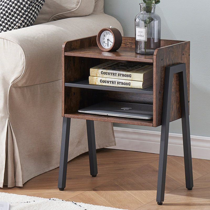 Ensemble de chambre avec lit plateforme 3 pièces Auxter, Simple, Noir/brun
