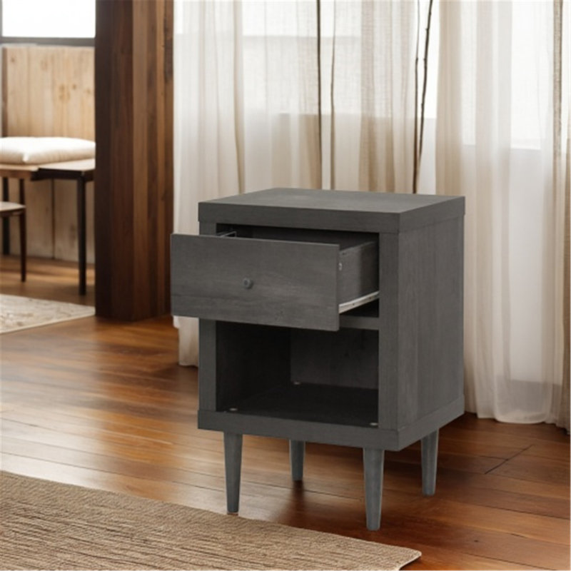 Charmante table de chevet Mid-Century avec options de rangement polyvalentes