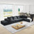 Boneless Modern Upholstered Sectional Sofa Couch Set,Modular Shaped Sectional Living Room Sofa Set-1298304296