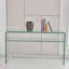 Console en verre, console en verre trempé transparent avec bureaux à bords arrondis, table de canapé