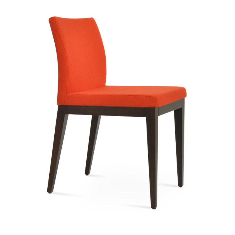 Aria Wood Dining Chair, Wenge, Orange Wool