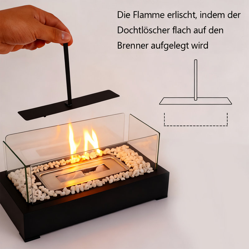 Bio-Ethanol Tabletop Fireplace with Flame Guard