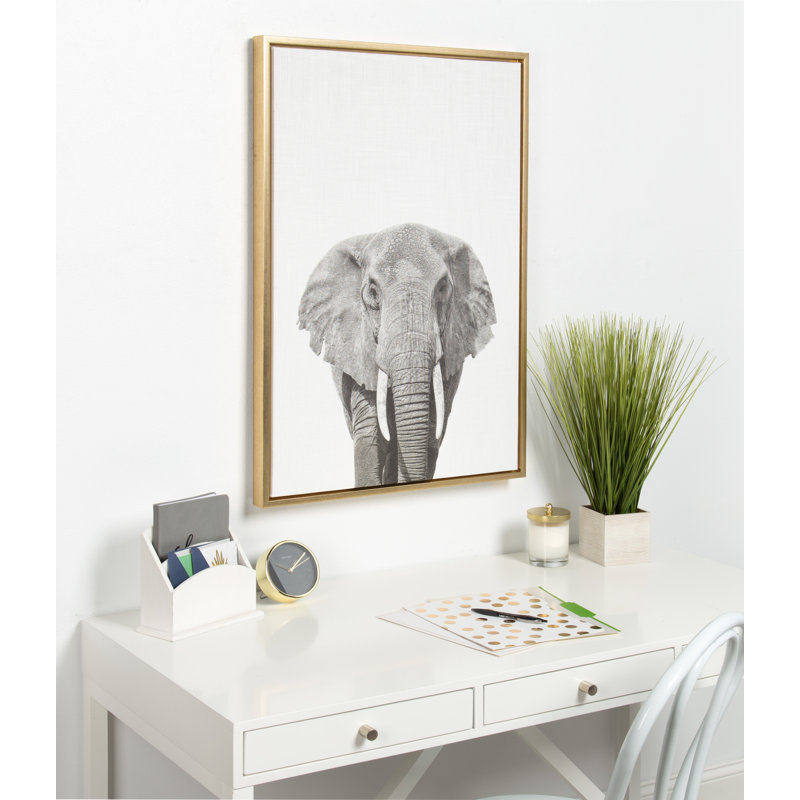 «Elephant Portrait» par Simon Te, reproduction d'art sur toile encadrée, Cadre doré