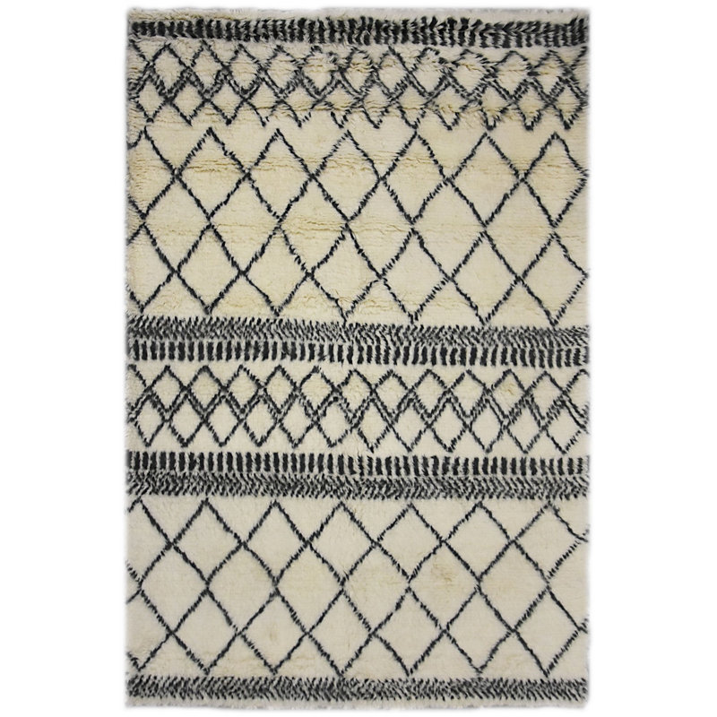 Geometric Hand Woven Shag Area Rug, Rectangle  120cm x 180cm