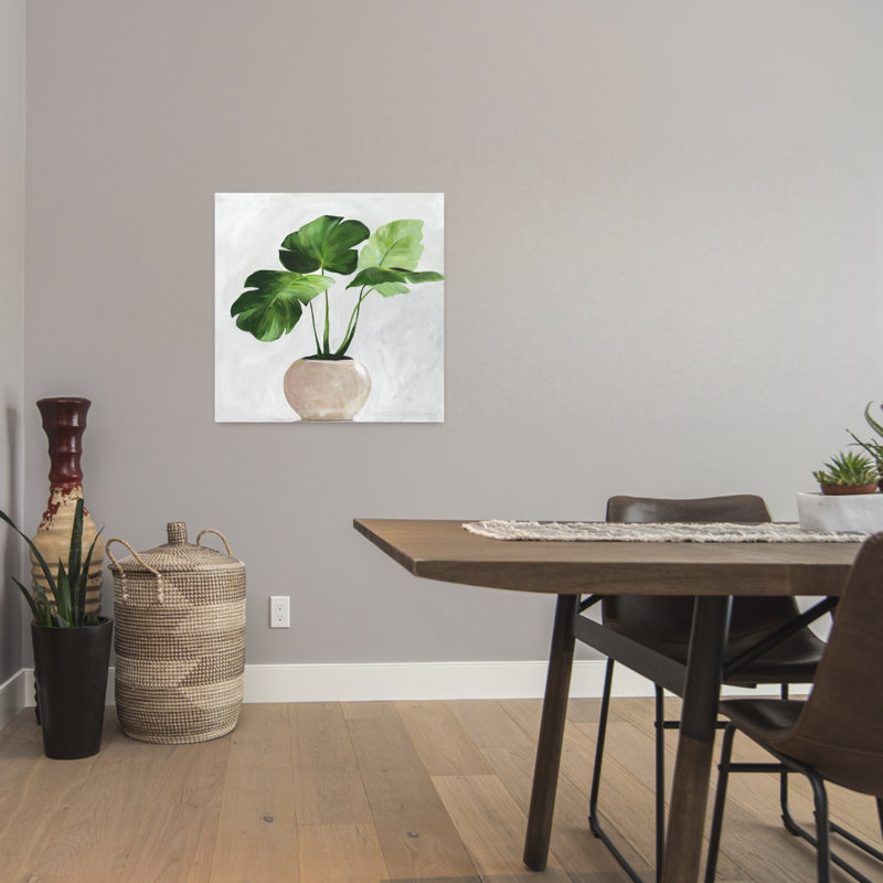 Feuilles vertes en pot minimalistes, nature paisible, plante, art, H 24 po x l 24 po