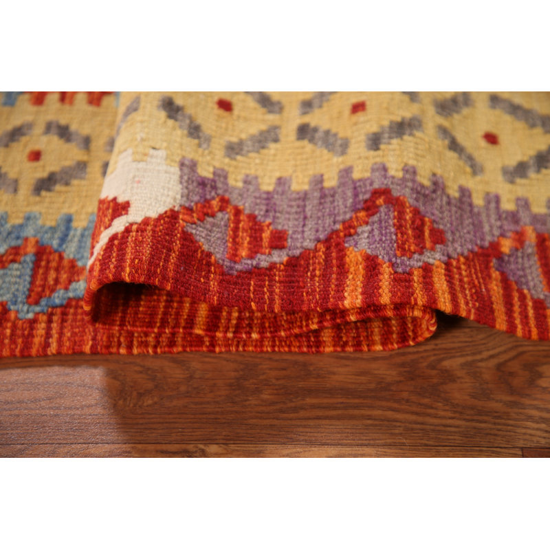 Tapis décoratif multicolore en laine kilim oriental 4 x 6