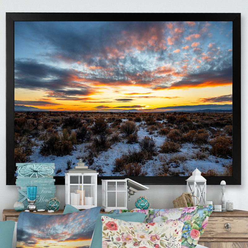 Winter Shrublands On Arkansas Desert sur toile, H 34 po x l 44 po x P 1,5 po, Cadre photo noir