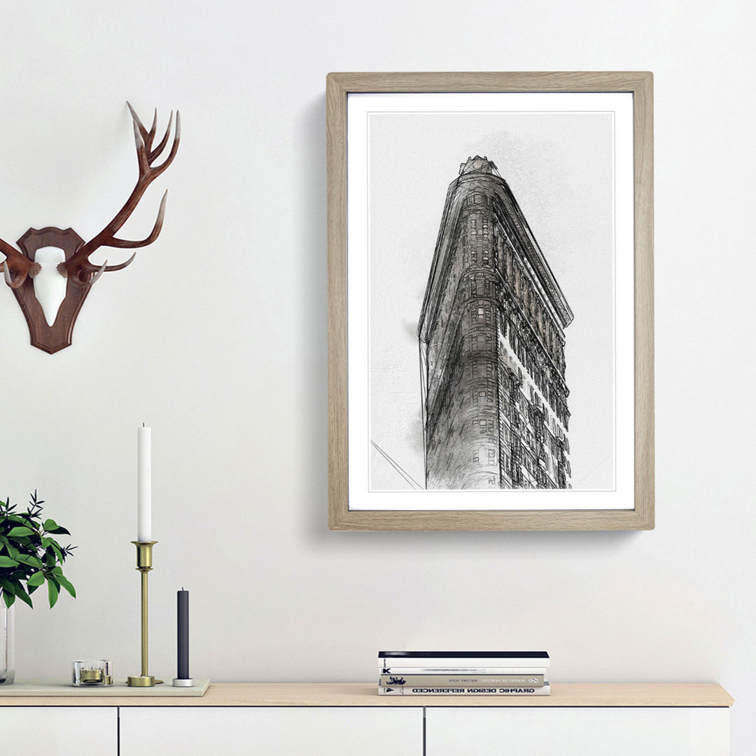 Flatiron Building in New York City in Abstract - Picture Frame Graphic Art Print