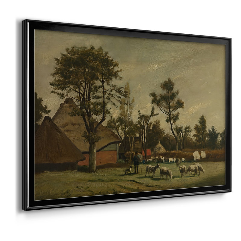 Paysage avec une volée de moutons - Henri de Braekeleer - Toile tendue avec châssis, c. Fin du 19e siècle, Toile avec cadre