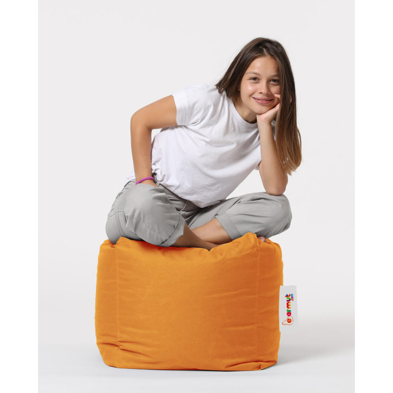 Élégant pouf de jardin orange de 17,7 po x 17,7 po x 17,7 po | Rembourrage 100% perle de polystyrène, tissu 100% polyester imperméable | Conception moderne de couleur unie, parfaite pour les réceptions en plein air et la détente