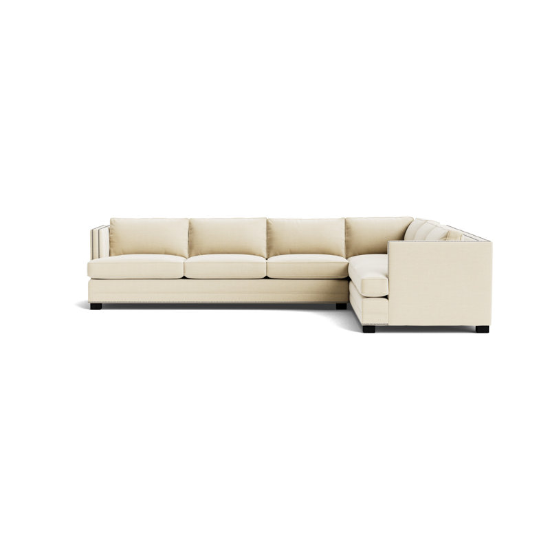 Keaton Chaise Sectional, Brushed Nickel, Performance Linen - Cream, Black
