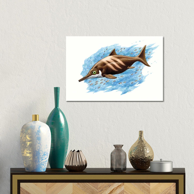 Ichthyosaurus On White Background 1 Piece Wall Art on Canvas, 30.48cm H x 45.72cm W