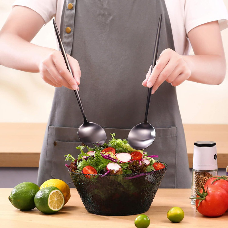 Black Stainless Steel Salad Servers 2-piece Set
