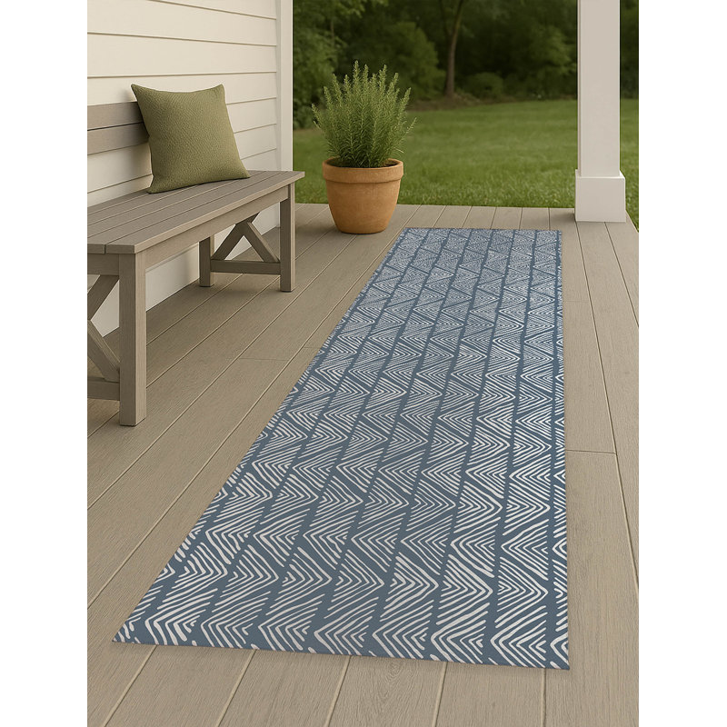 Tapis d'extérieur à rayures antidérapantes Chev, Tapis de couloir 2 pi 6 po x 8 pi
