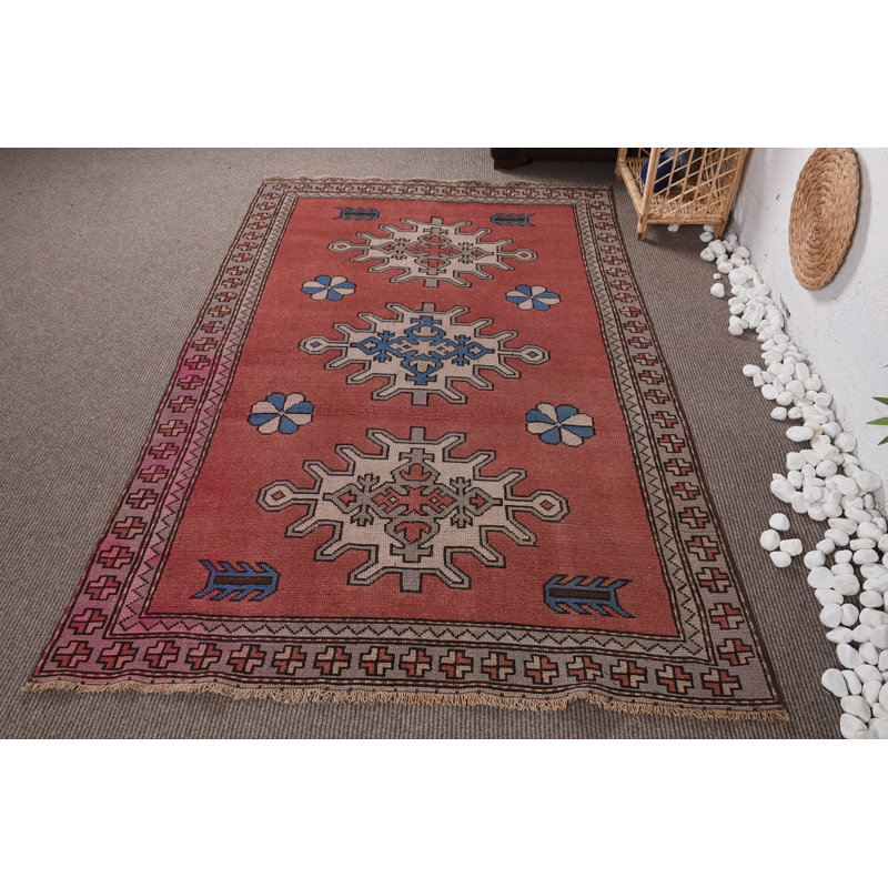 Tapis de chambre rose, tapis turcs, tapis luxueux, tapis audacieux, tapis de 4,3 x 7 pi, tapis rétro