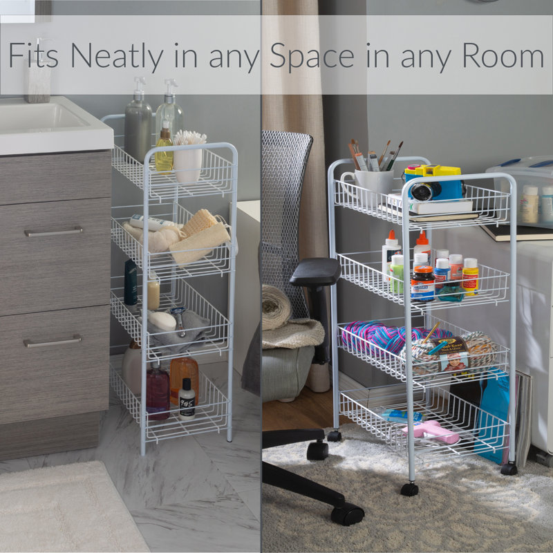 White 4-Tier Rolling Utility Storage Cart