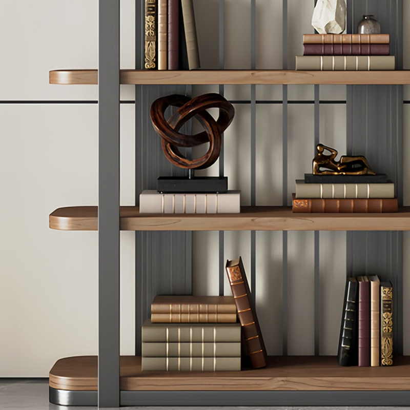 Bibliothèque stable et tendance, (5 tablettes) H 78,7 po x l 59 po x P 13,7 po, Gris / Brun