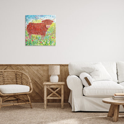 Toile fantaisiste Highland Cow, conception de Clare Tupper