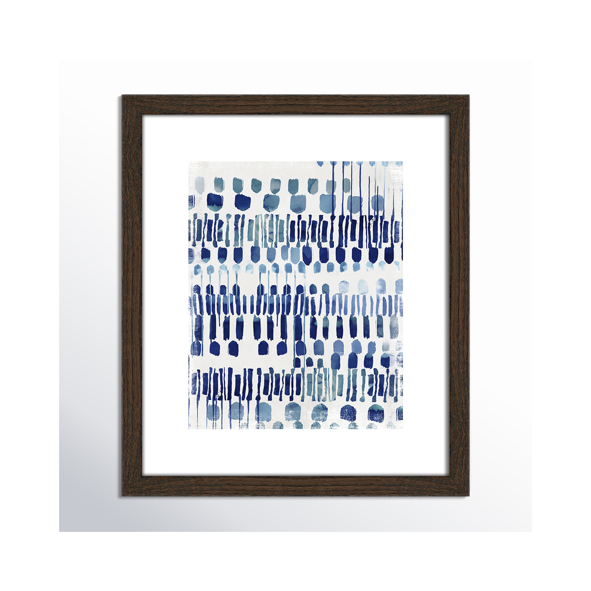 Continuously I - Painting Print, White, 15" H x 13" W x 0.75" D, Walnut Wood Grain Framed Paper