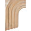 Console moderne arquée avec finition beige imitation bois, 82 x 36 x 76 cm, idéale pour les espaces de vie, légère et facile à déplacer.