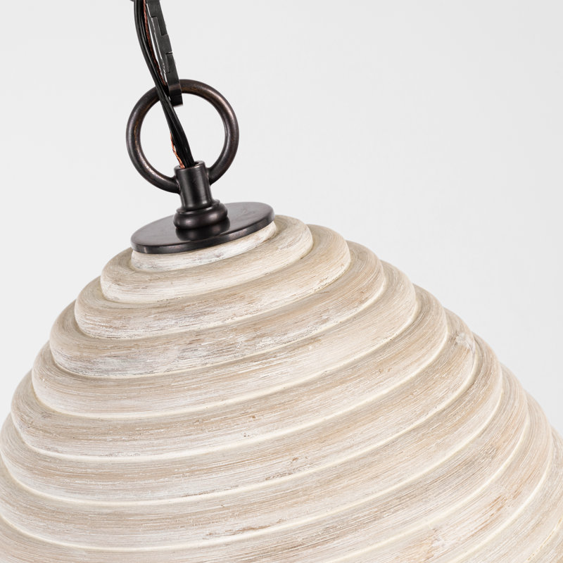 Emerson 14" Pendant in Bronze with Ash Rattan Shade, Bronze, Ash
