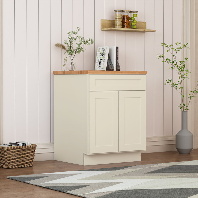 Armoire de cuisine de 27 po x l 24 po x P 24,5 po en contreplaqué blanc antique, prête à assembler