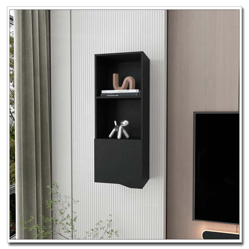 Armoire murale noire avec une porte, Noir