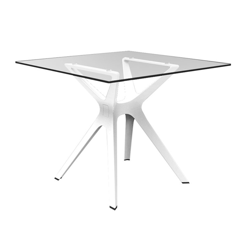 Table de salle à manger Vela S, Blanc, Verre