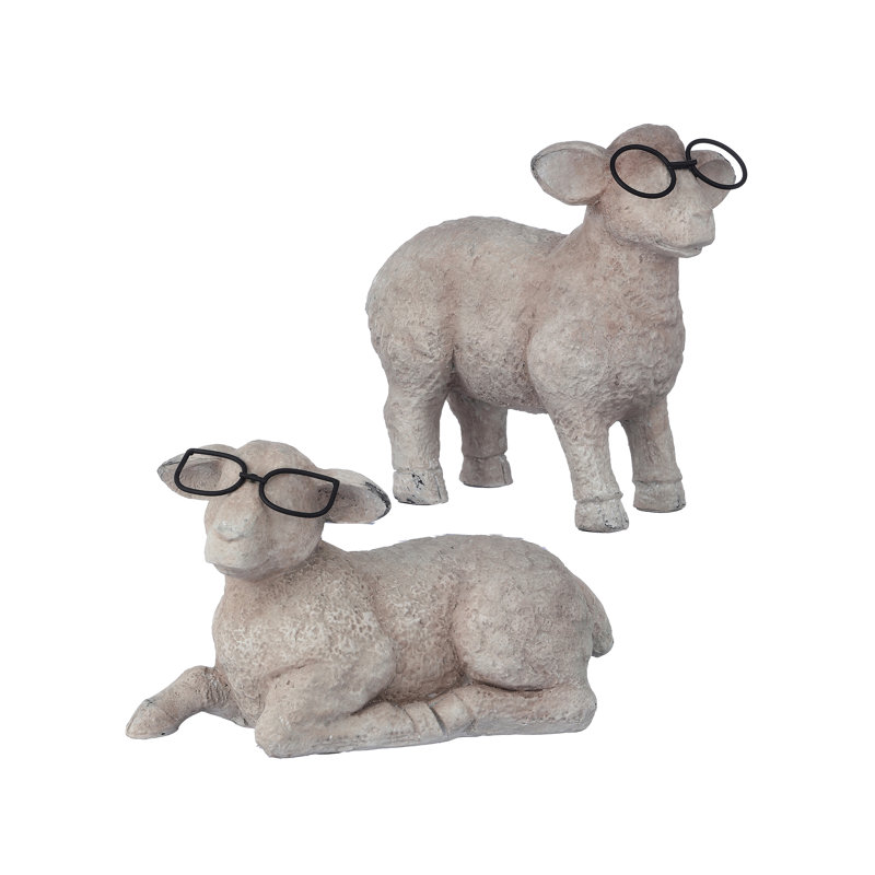 Mouton en résine 6 "avec verres en métal