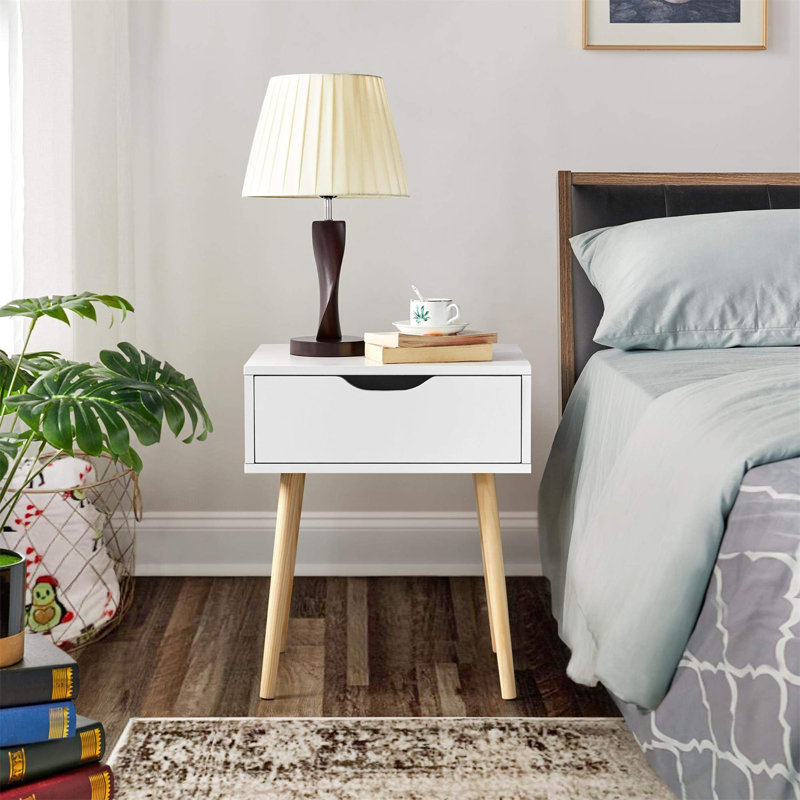 Oey 48.5cm W Manufactured Wood Bedside Table, White