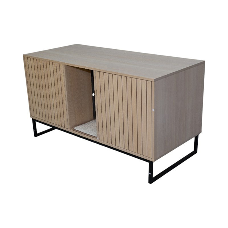 Maison de chat moderne en bois avec tapis à gratter