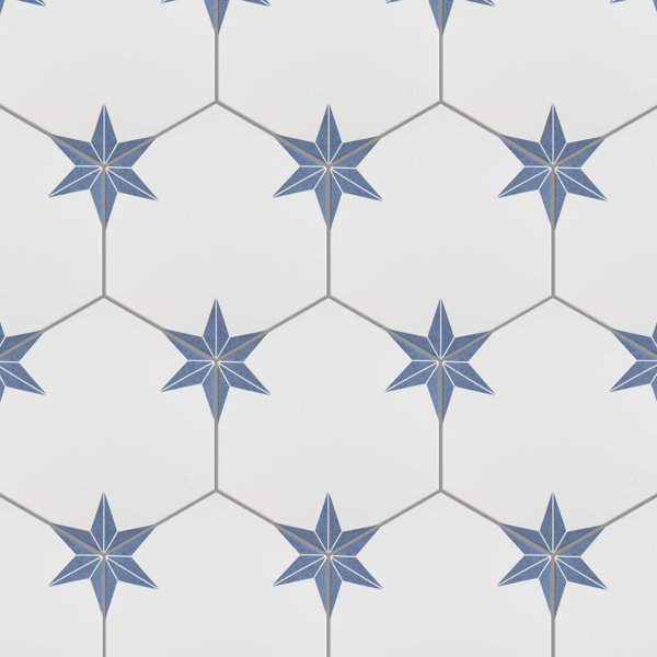 Stella Hex 9" x 10" Porcelain Pattern Wall & Floor Tile