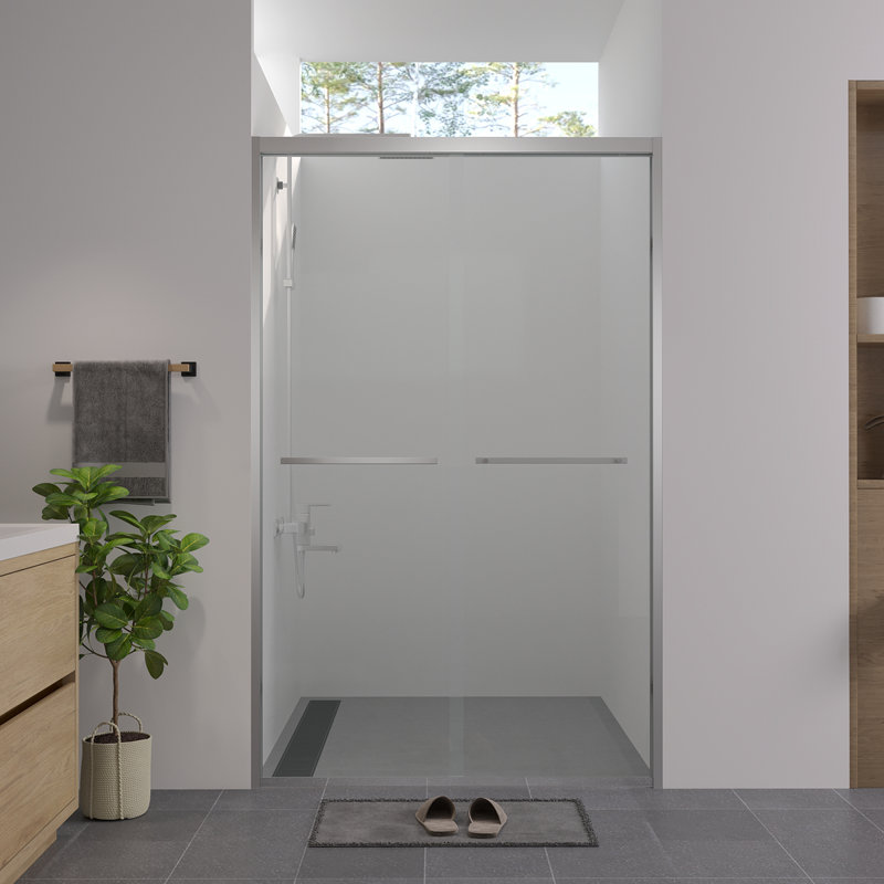 44-48"X76" Aluminum Frame Double Sliding Shower Door,Bypass Bathroom Sliding Door With Premium 1/4" (6Mm) Clear Tempered Glass, Chrome Hardware Sliding Glass Shower Enclosure,Chrome Finished