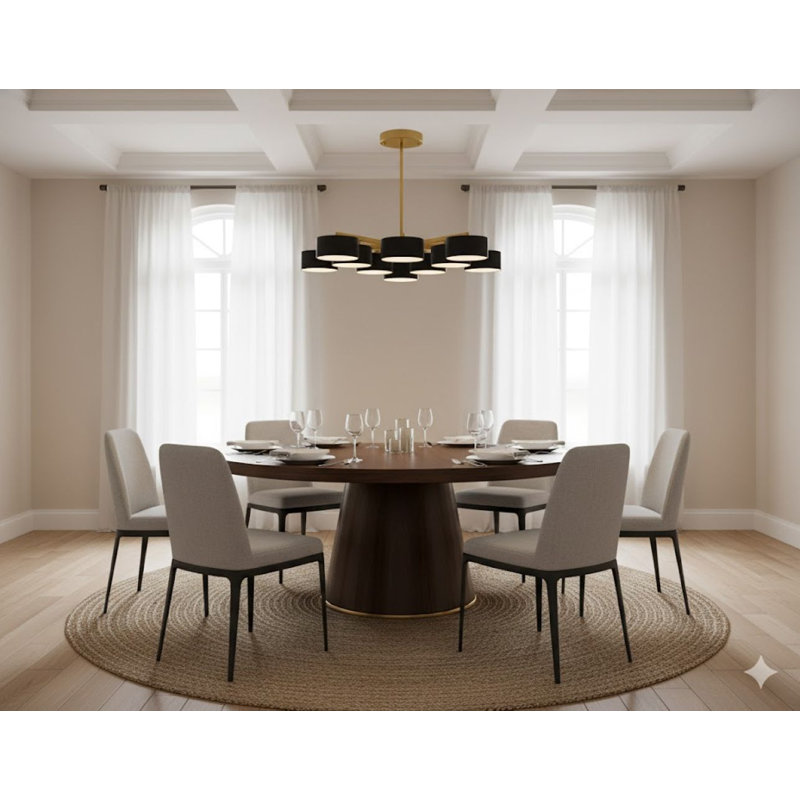 Lustre moderne à 10 lumières DEL Hoogezand-Sappemeer, Noir et or