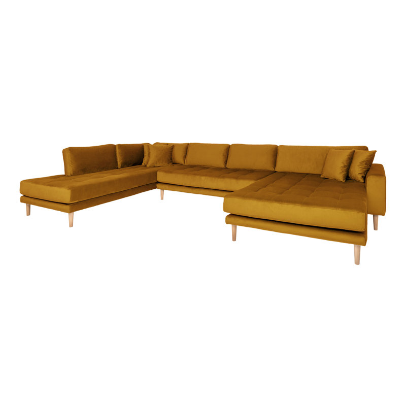 Hunnicutt 6 Seater Velvet U-shaped Sofa, Yellow, Left Hand Facing