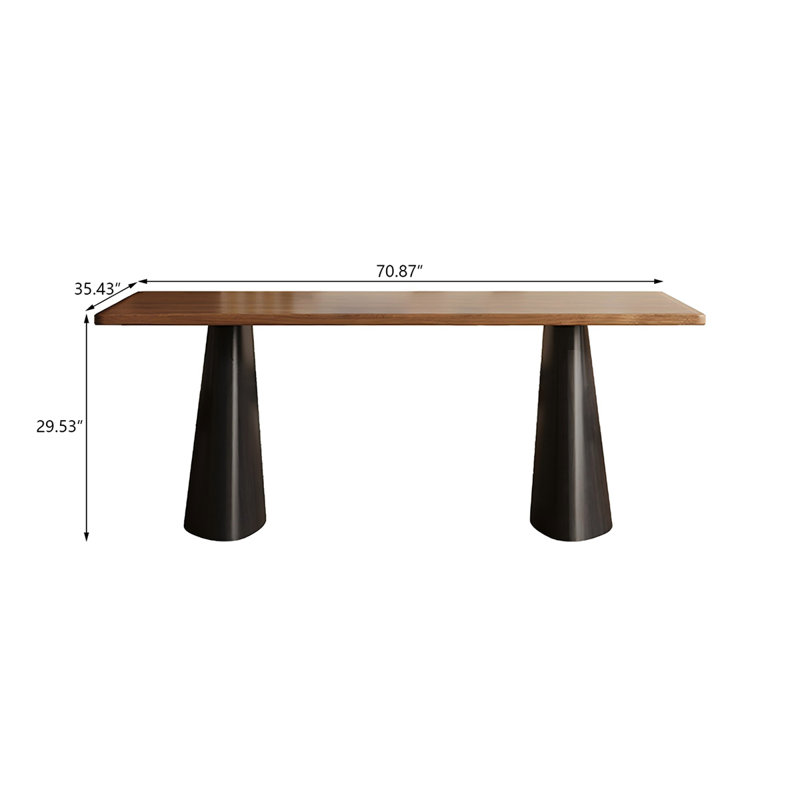 Table de salle à manger en bois massif et frêne massif + bois manufacturé noir et brun, H 29,53 po x L 70,87 po x l 35,43 po