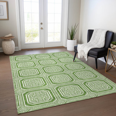 Tapis d'intérieur / extérieur vert Flutira 