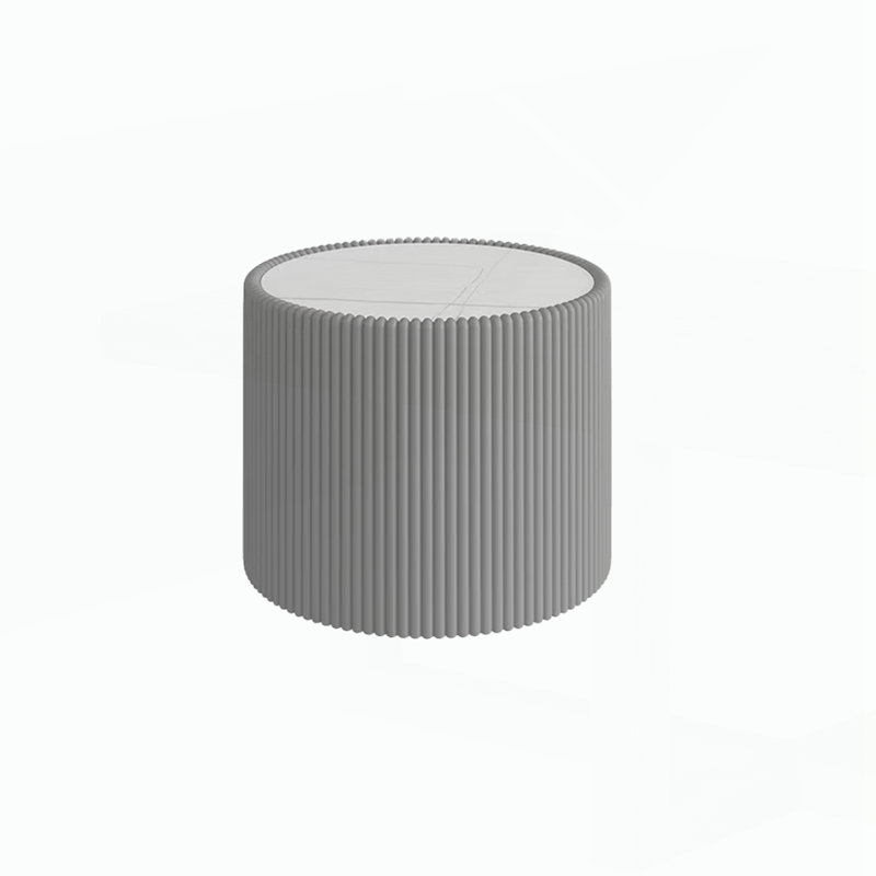 Table basse en cuir fritté clair, Blanc / Gris