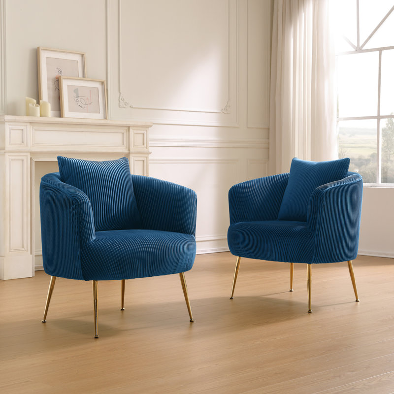 Chrystina 28.74'' Wide Tufted Velvet arm chair, Blue Velvet