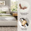 King Size Modern Upholstered Bed Frame With Linen Fabric And Solid Wood Legs, White-1146378674