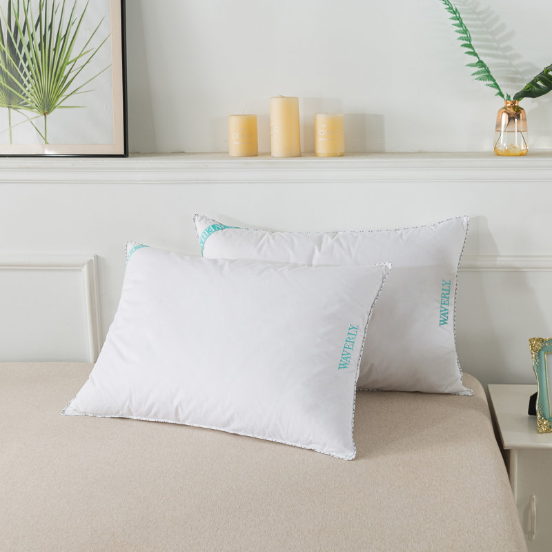 King White Cotton Down Pillow with Antimicrobial Cover
