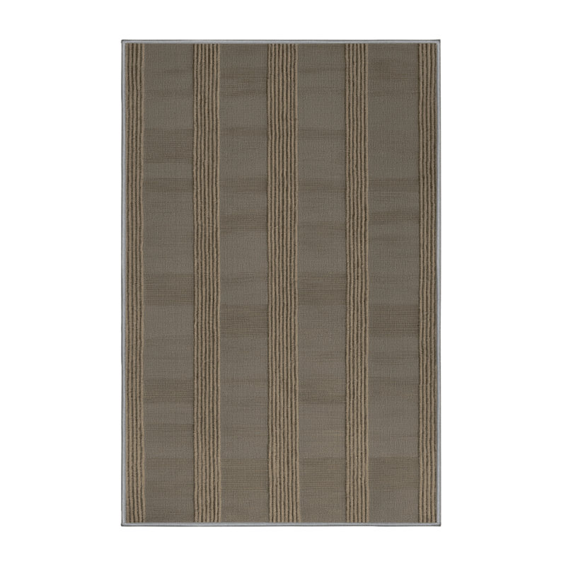 Tapis gris à carreaux lavable à la machine, Rectangle 8 pi x 10 pi