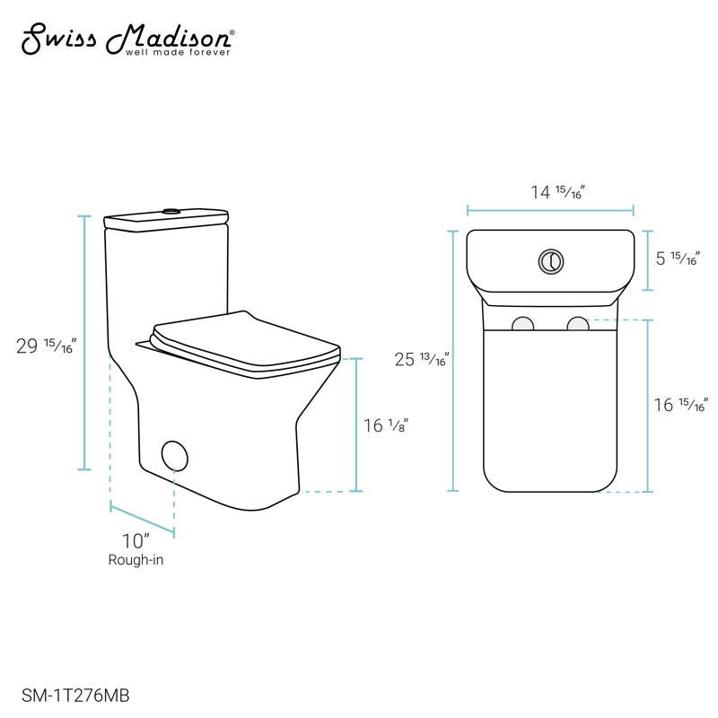 Swiss Madison Carre Dual-Flush Elongated One-Piece Toilet (Seat ...