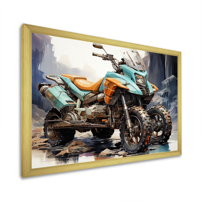 «Scooter in Wild Adventure Seeker II», reproduction sur toile, Cadre doré à une seule photo, H 24 po x l 32 po x P 1 po