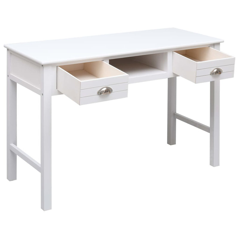 Amher Solid Wood Base Writing Desk, White
